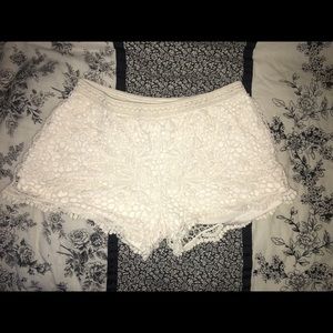 cream lace shorts